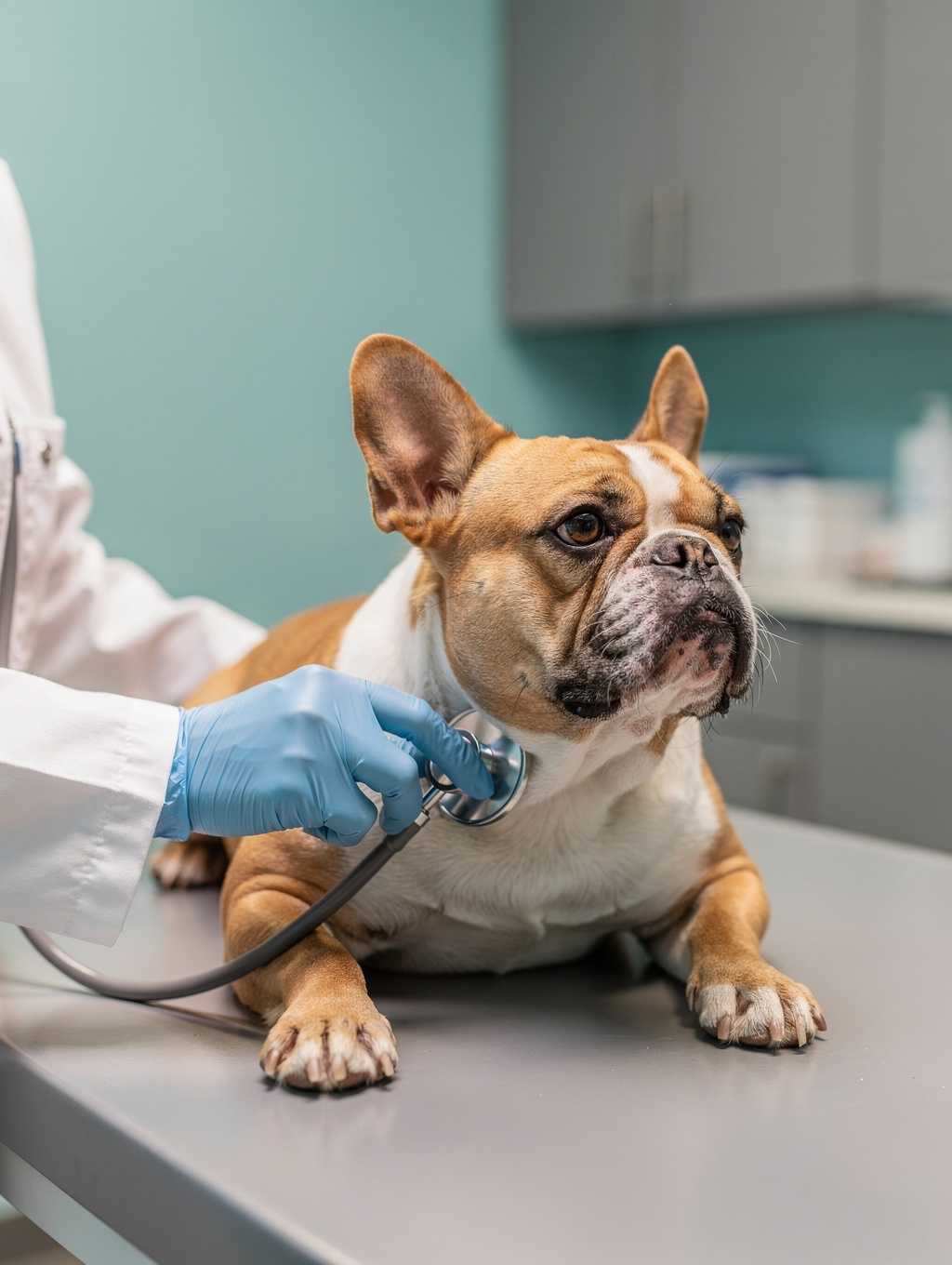 Calm French Bulldog during its visit